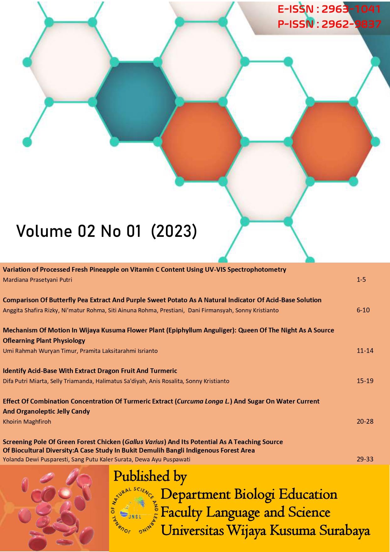 					View Vol. 2 No. 1 (2023): Journal of Natural Science and Learning
				